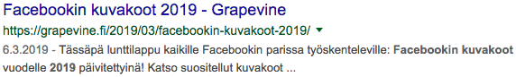 Hyvän SEO-otsikon esimerkki Facebook kuvakoot 2019 – Grapevine